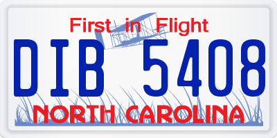 NC license plate DIB5408