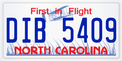 NC license plate DIB5409