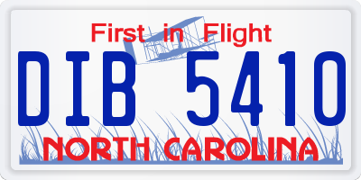 NC license plate DIB5410