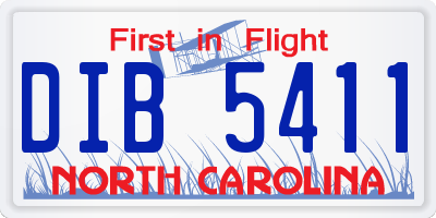 NC license plate DIB5411