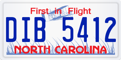 NC license plate DIB5412
