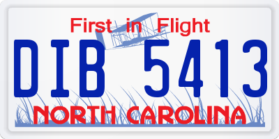 NC license plate DIB5413