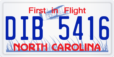 NC license plate DIB5416