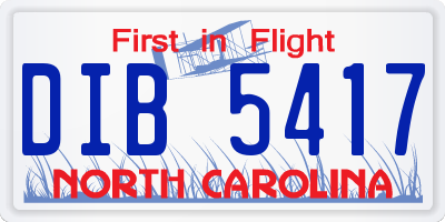NC license plate DIB5417