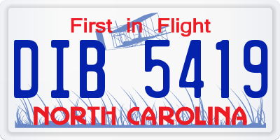 NC license plate DIB5419