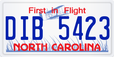 NC license plate DIB5423