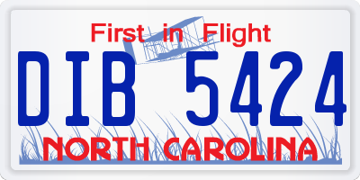 NC license plate DIB5424
