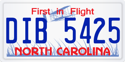 NC license plate DIB5425