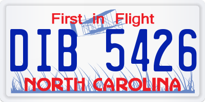 NC license plate DIB5426