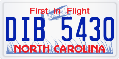 NC license plate DIB5430