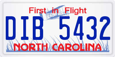 NC license plate DIB5432