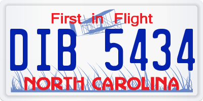 NC license plate DIB5434