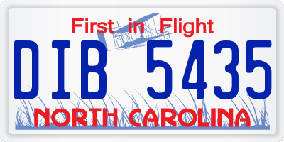 NC license plate DIB5435