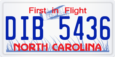 NC license plate DIB5436