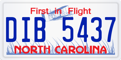 NC license plate DIB5437