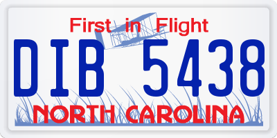 NC license plate DIB5438