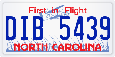 NC license plate DIB5439