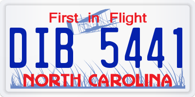 NC license plate DIB5441
