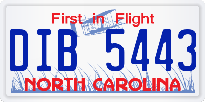 NC license plate DIB5443