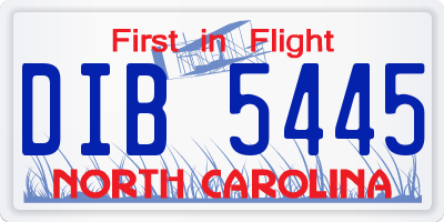 NC license plate DIB5445