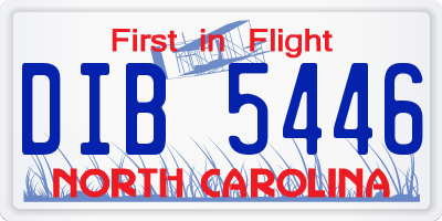 NC license plate DIB5446