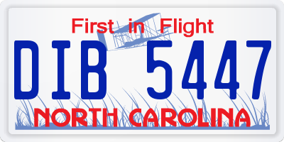 NC license plate DIB5447