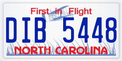 NC license plate DIB5448