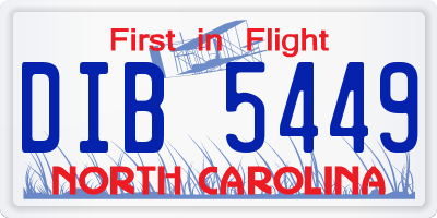 NC license plate DIB5449