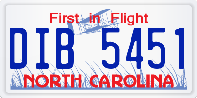 NC license plate DIB5451