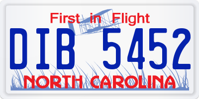 NC license plate DIB5452