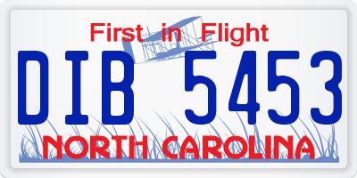 NC license plate DIB5453