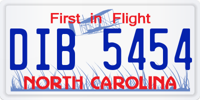 NC license plate DIB5454