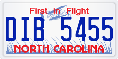NC license plate DIB5455