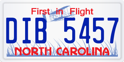 NC license plate DIB5457