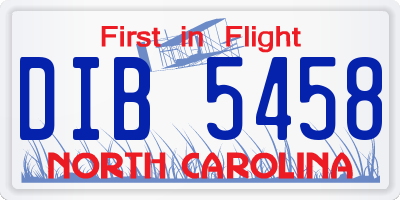 NC license plate DIB5458