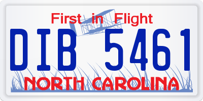 NC license plate DIB5461