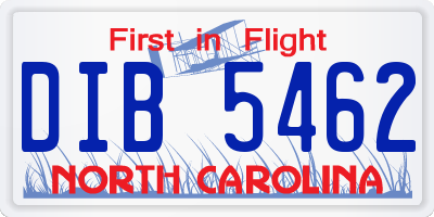 NC license plate DIB5462
