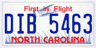 NC license plate DIB5463
