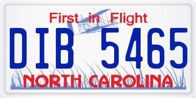 NC license plate DIB5465
