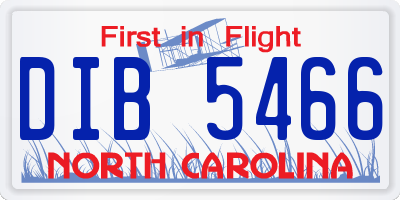 NC license plate DIB5466