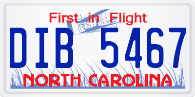 NC license plate DIB5467