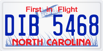 NC license plate DIB5468