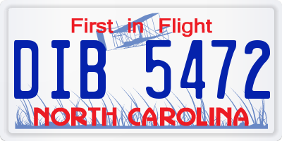 NC license plate DIB5472