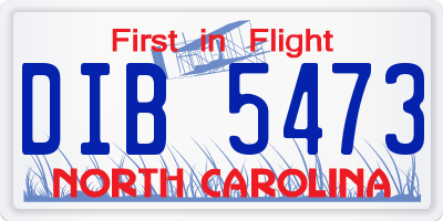 NC license plate DIB5473