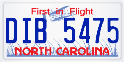 NC license plate DIB5475