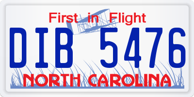 NC license plate DIB5476