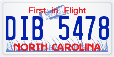 NC license plate DIB5478