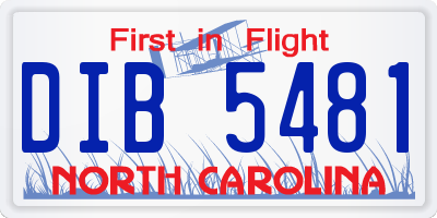 NC license plate DIB5481