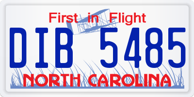 NC license plate DIB5485