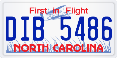 NC license plate DIB5486